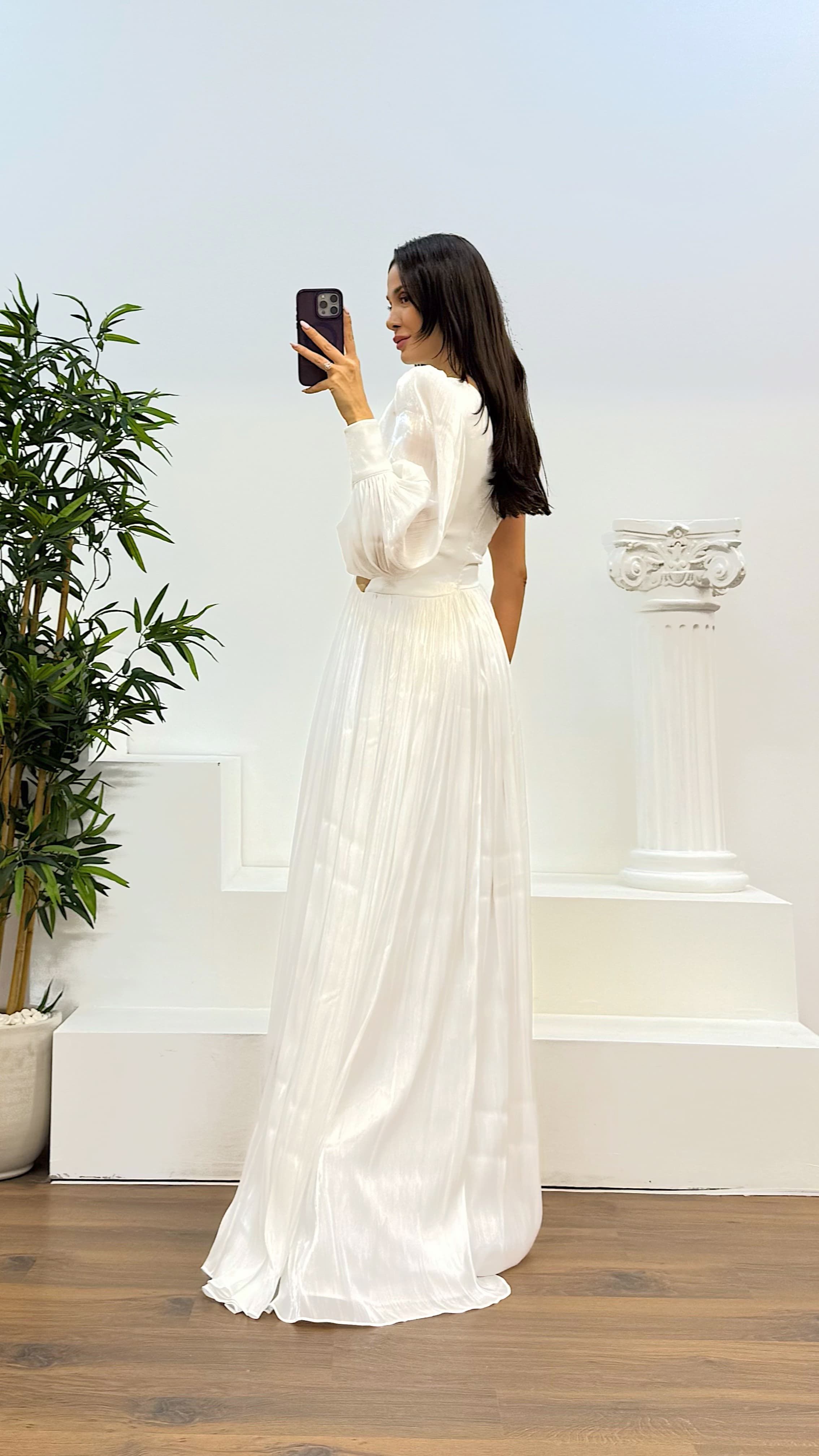Single Sleeve Pleated Evening Dress