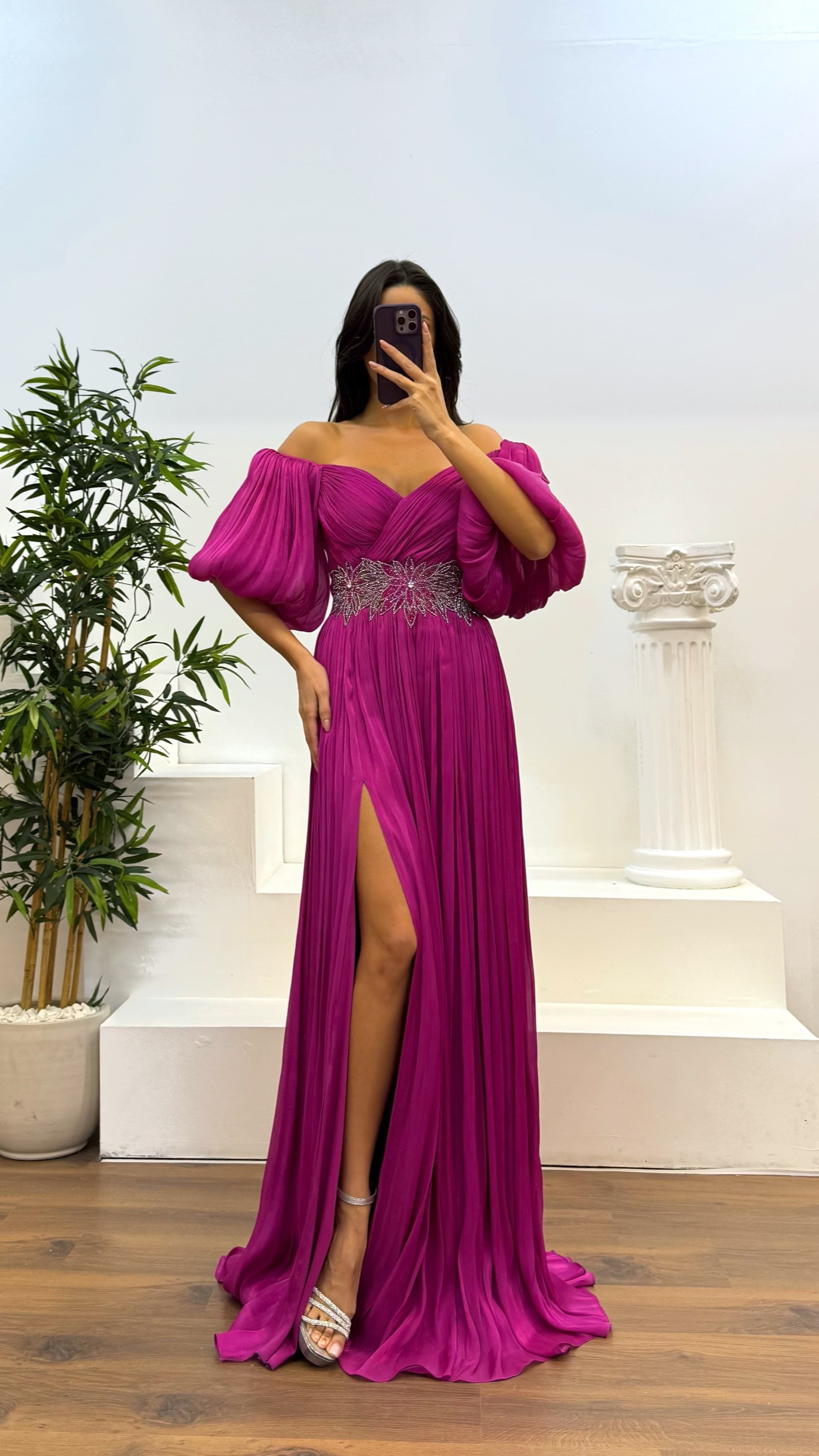 [Copy]Green Asymmetric Cut Waist Bow Evening Dress