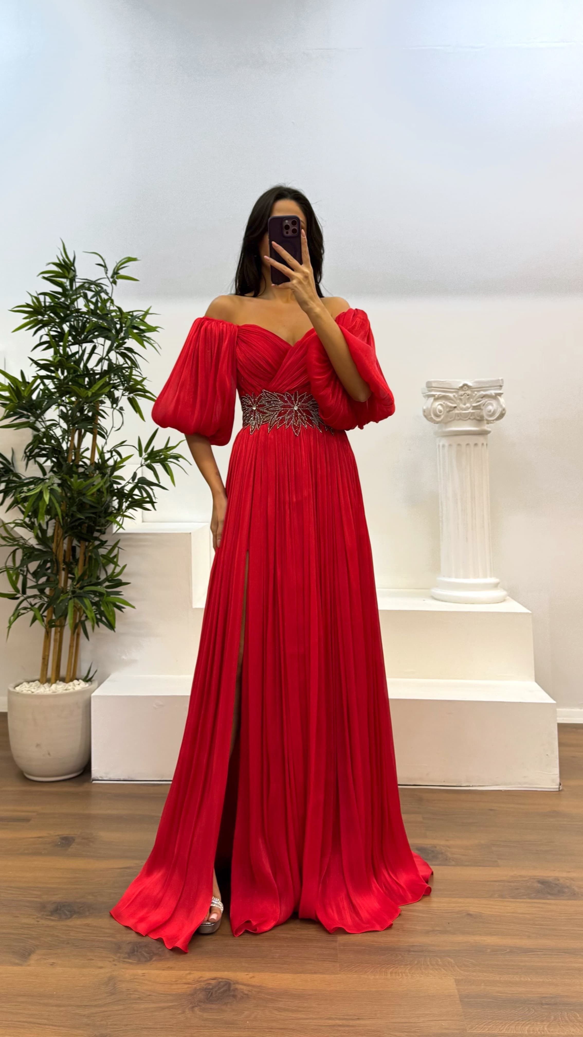 [Copy]Green Asymmetric Cut Waist Bow Evening Dress