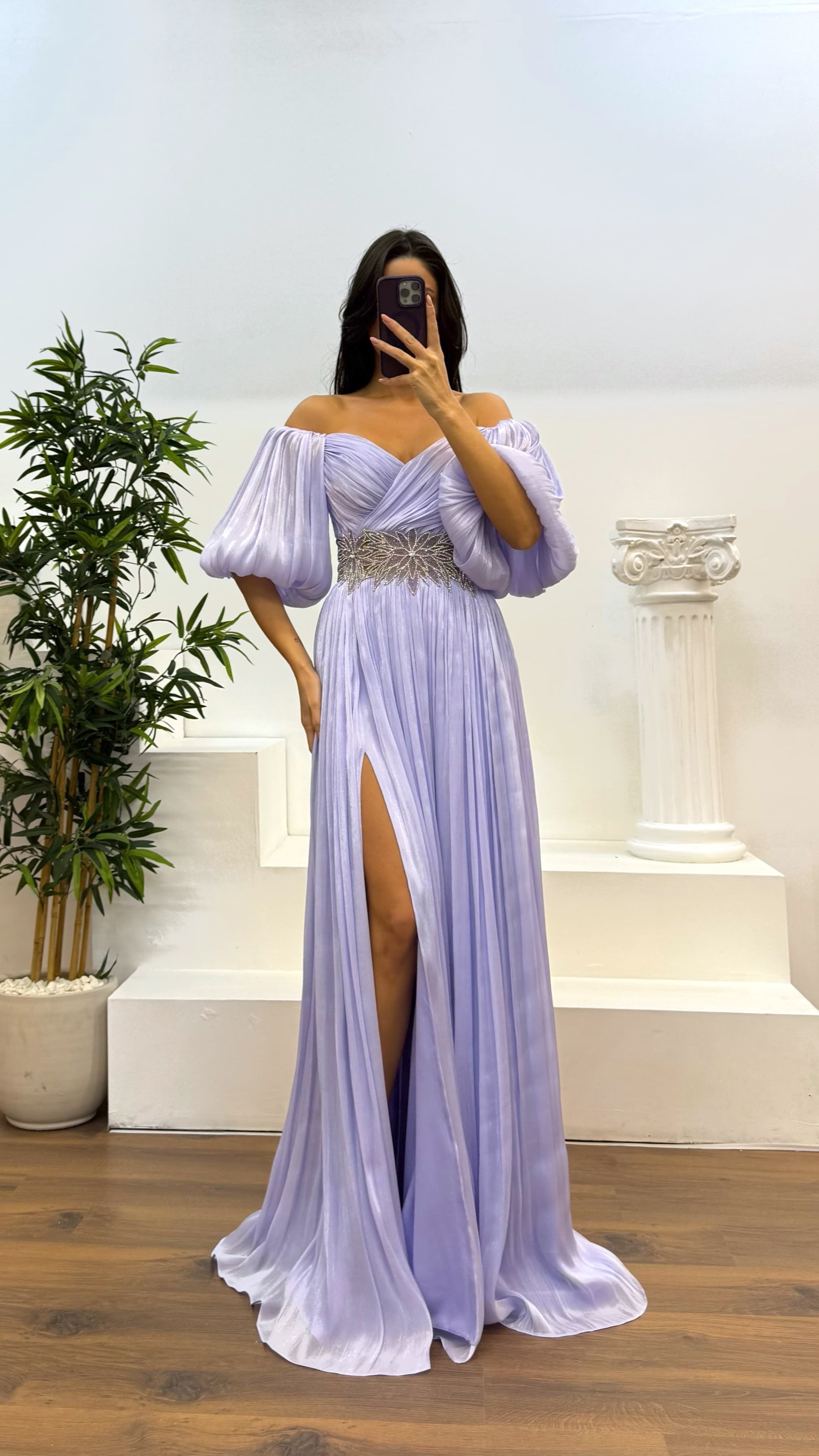 [Copy]Green Asymmetric Cut Waist Bow Evening Dress