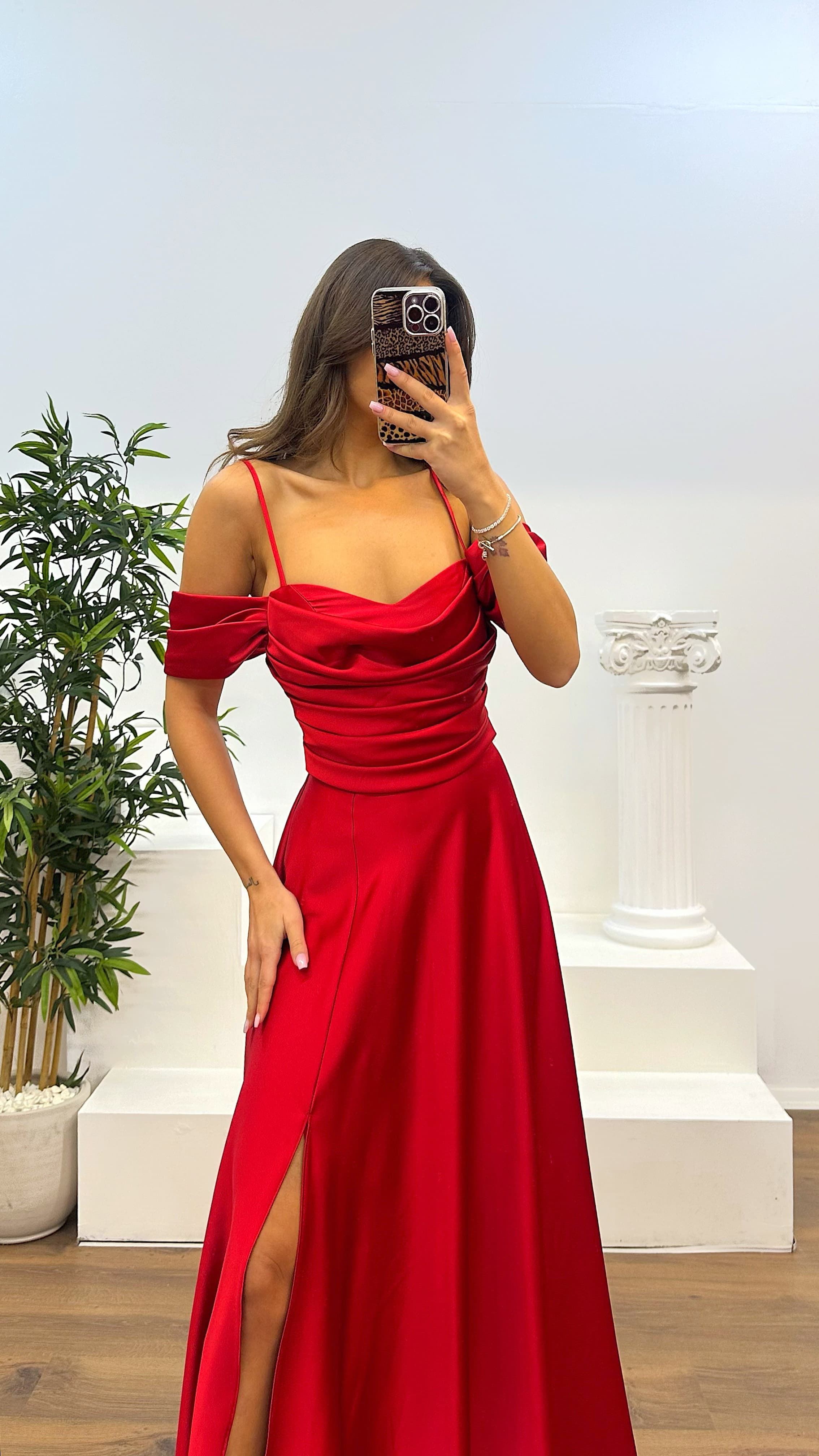 Back Detail Draped Evening Dress