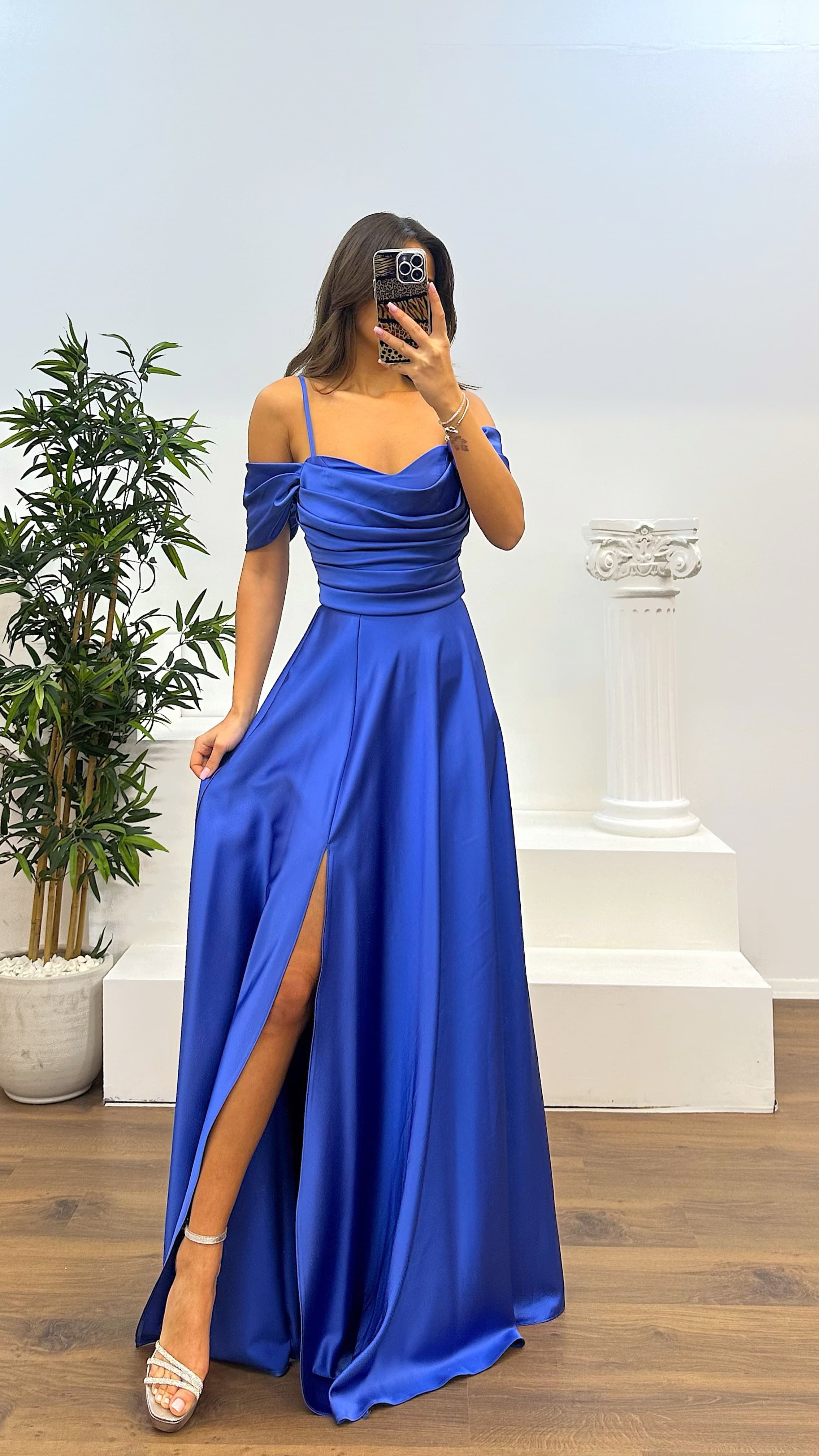 Back Detail Draped Evening Dress