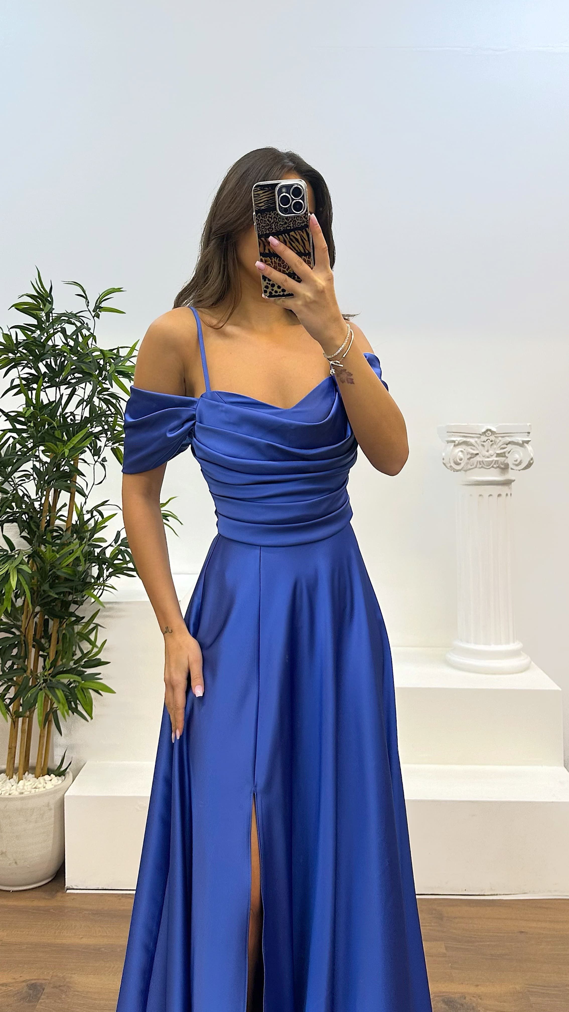 Back Detail Draped Evening Dress