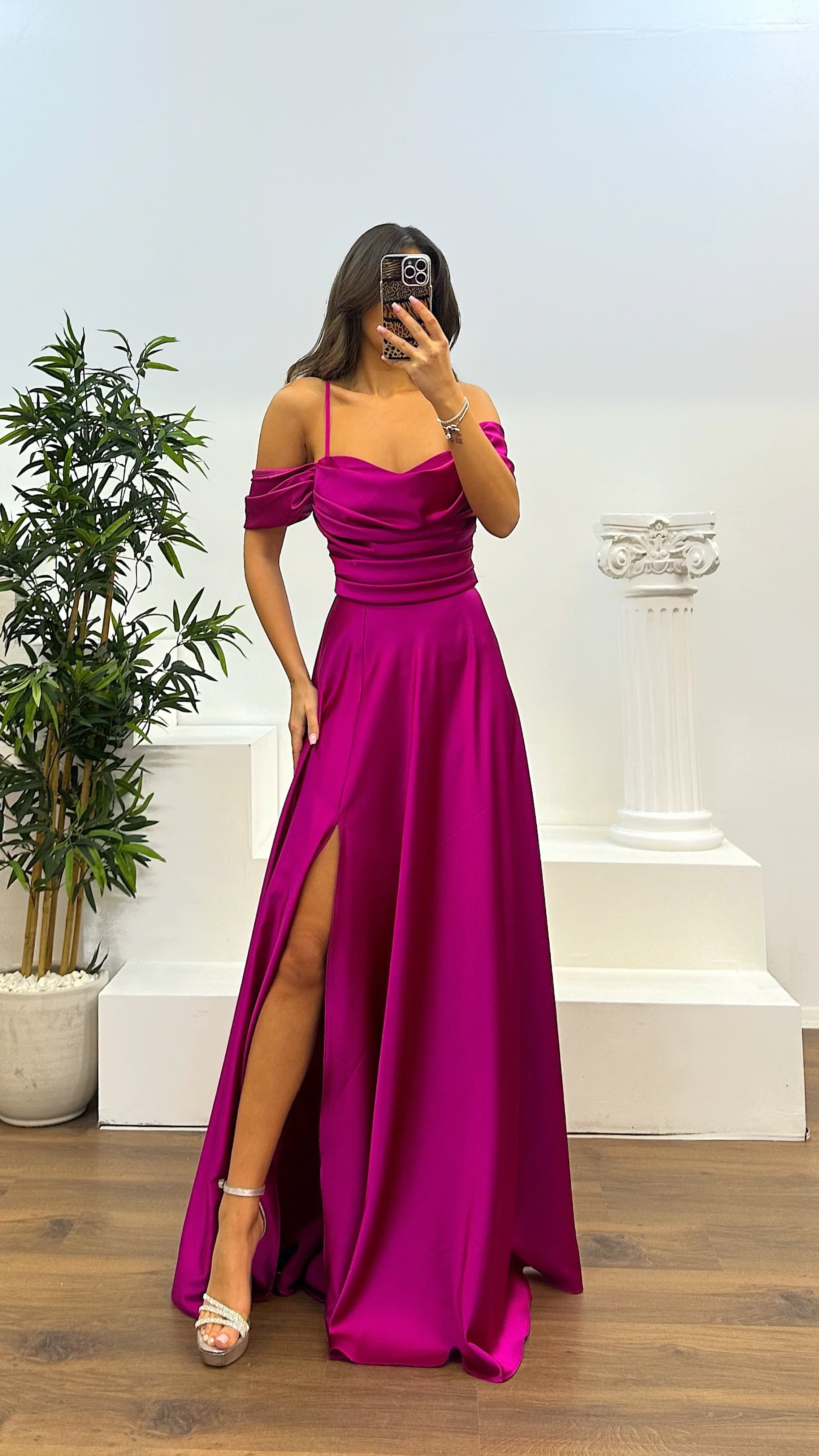 Back Detail Draped Evening Dress