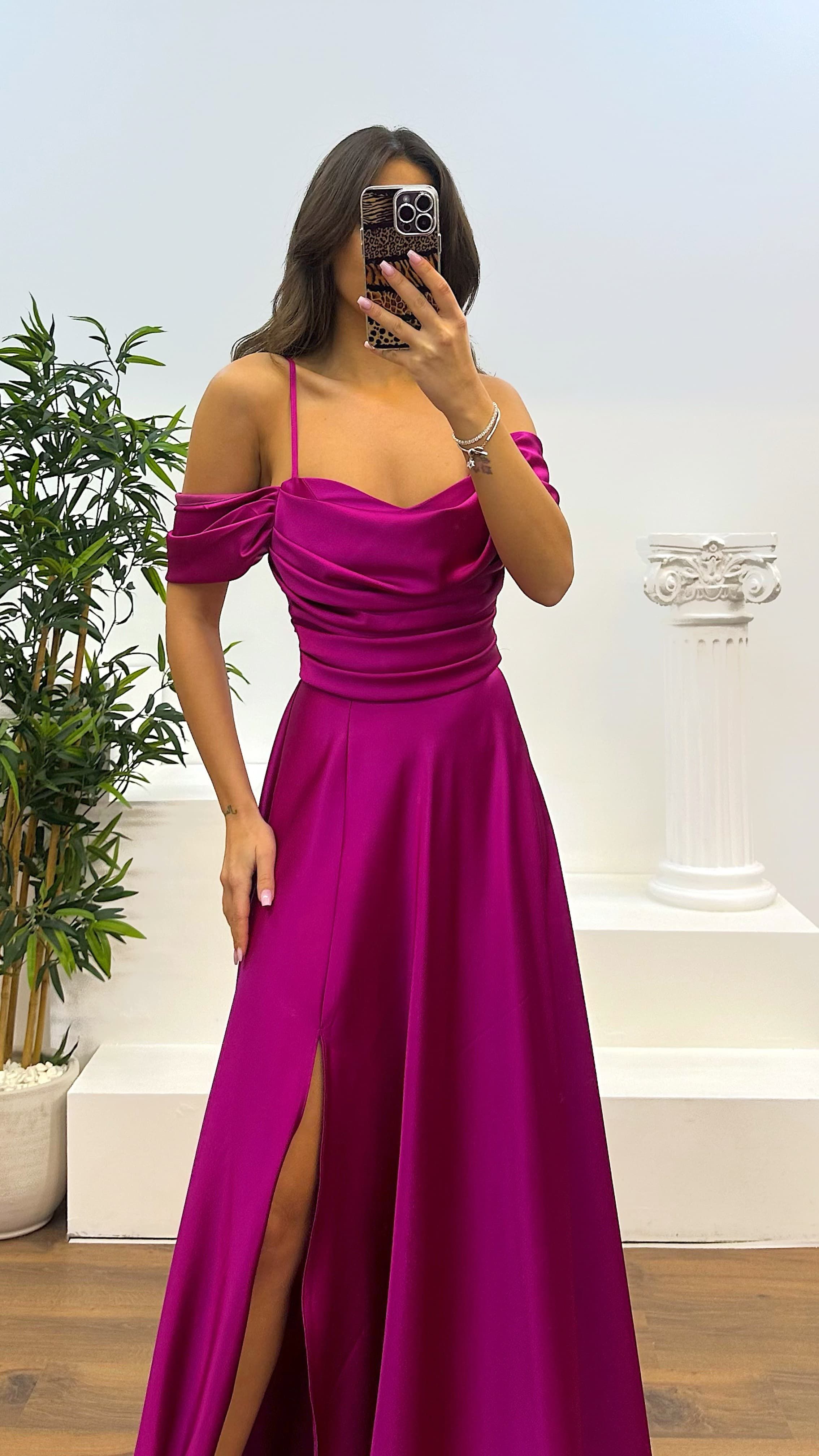 Back Detail Draped Evening Dress