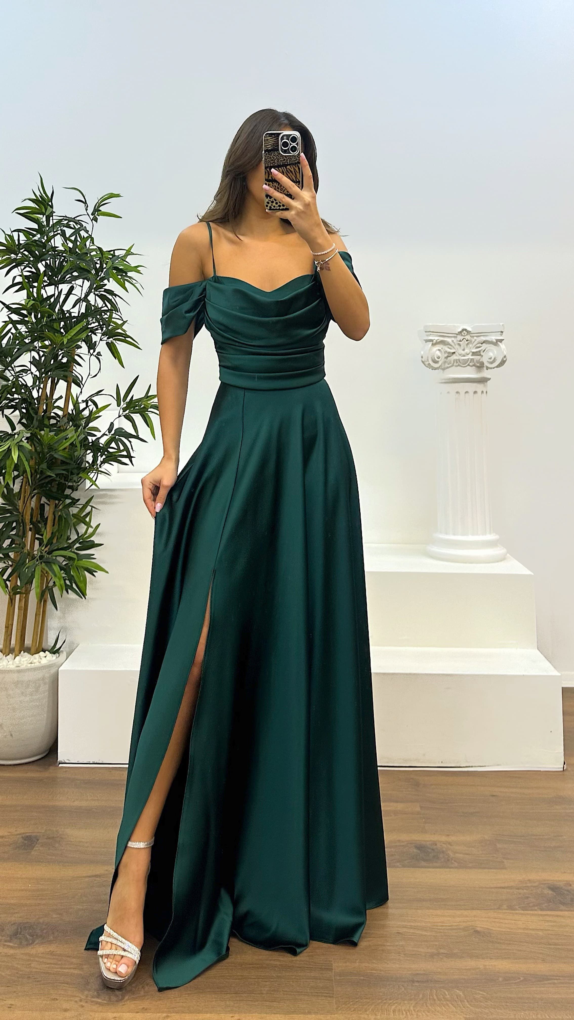 Back Detail Draped Evening Dress