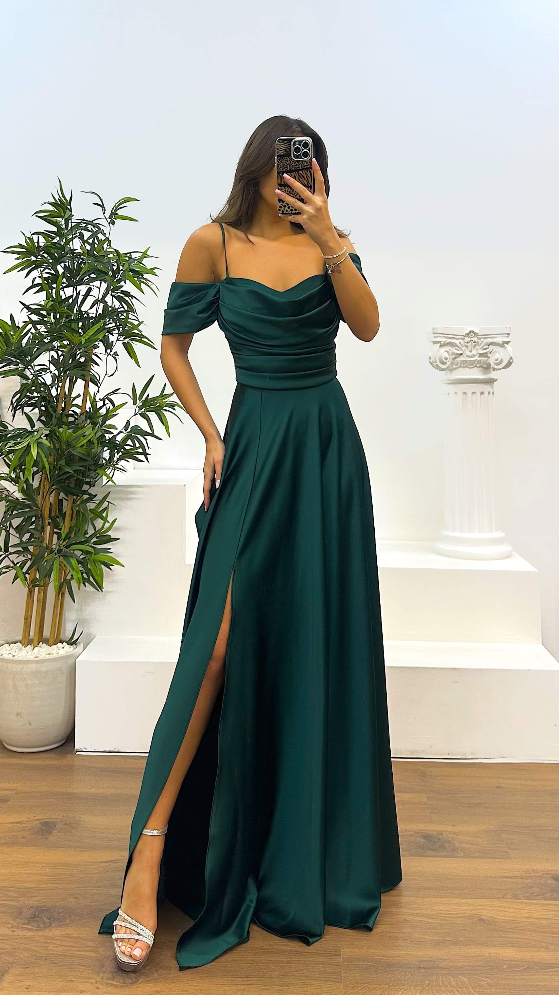 Back Detail Draped Evening Dress