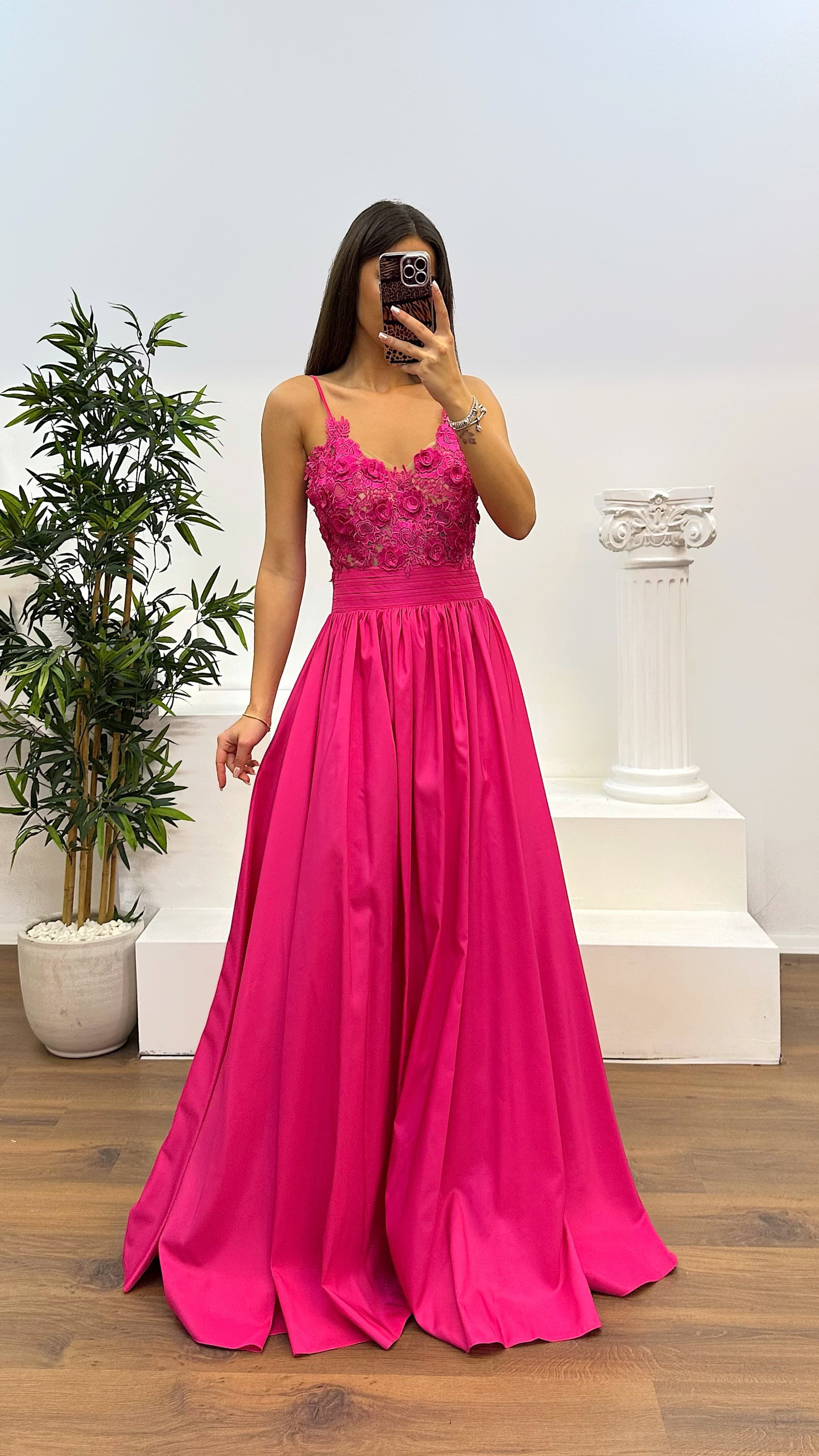 Rope Strap Laced Evening Dress