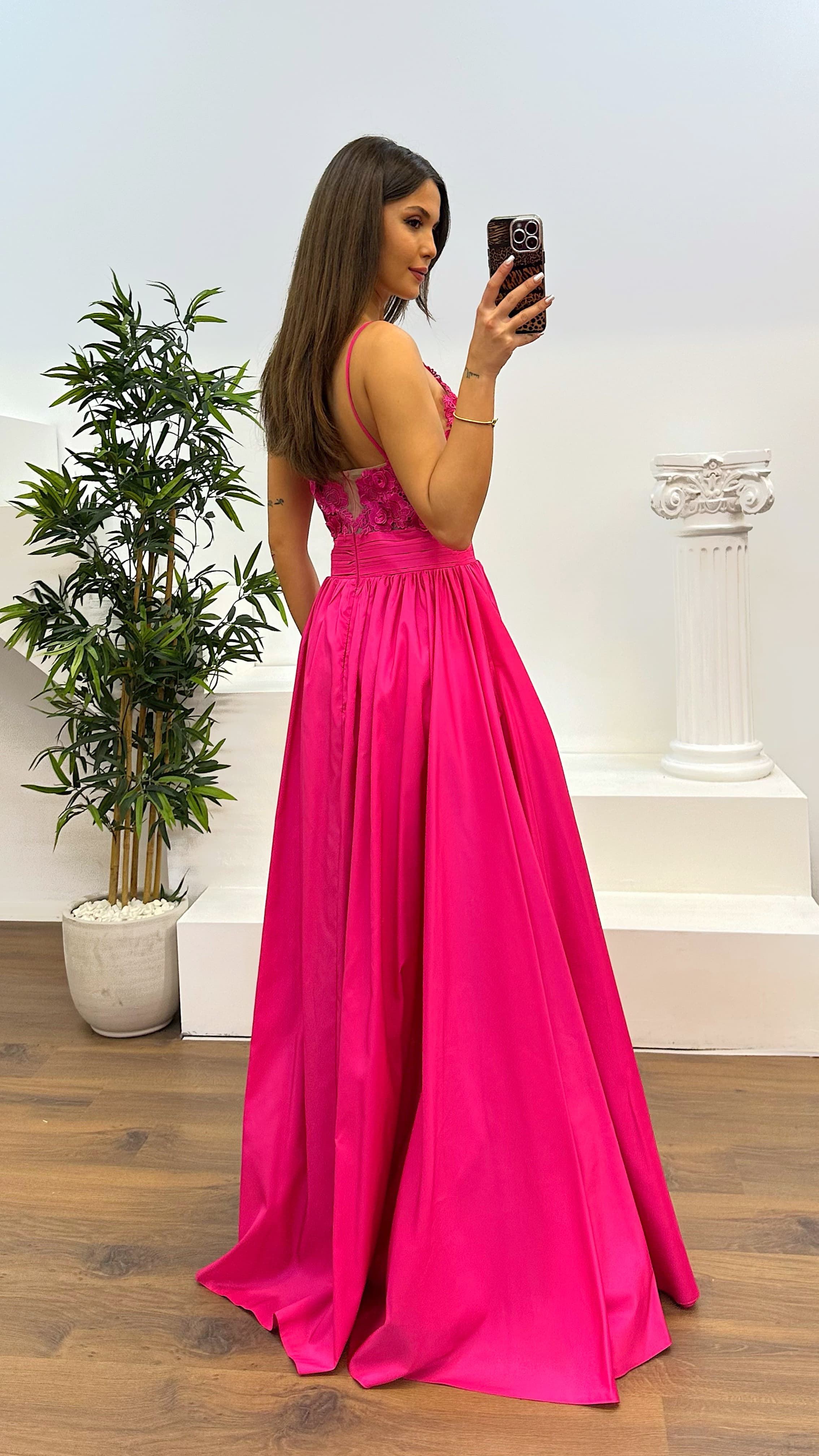 Rope Strap Laced Evening Dress