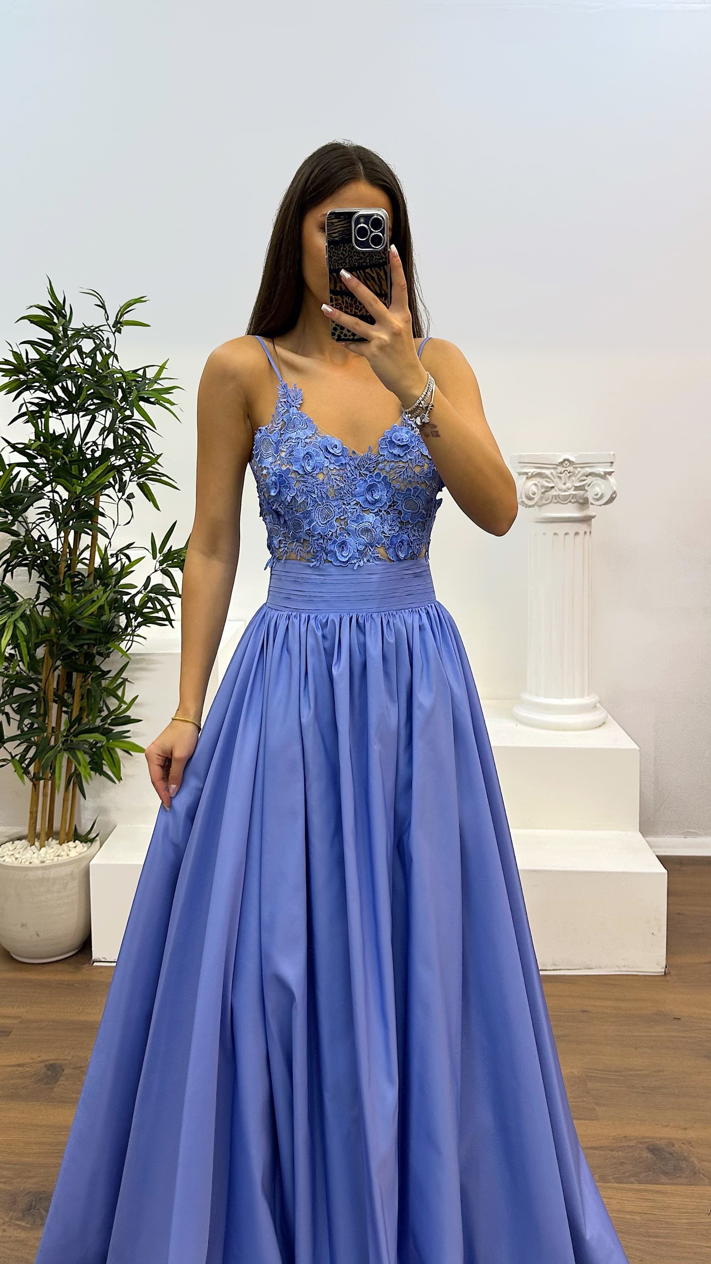 Rope Strap Laced Evening Dress