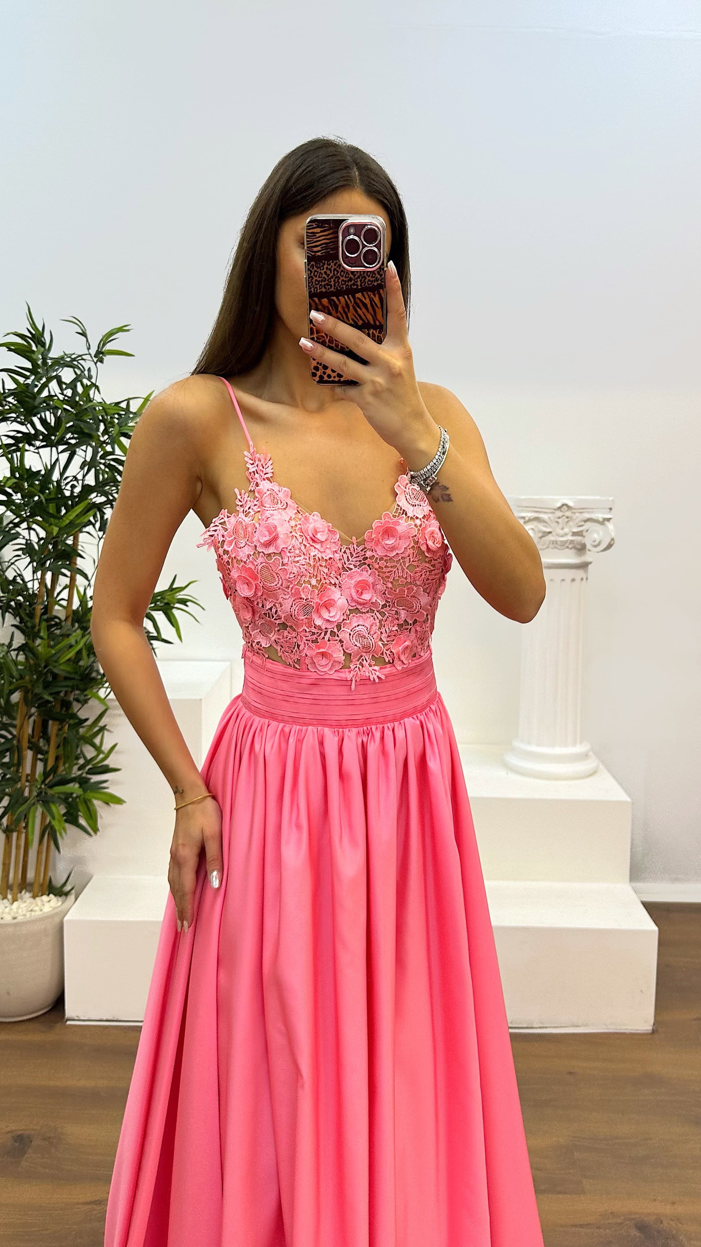 Rope Strap Laced Evening Dress