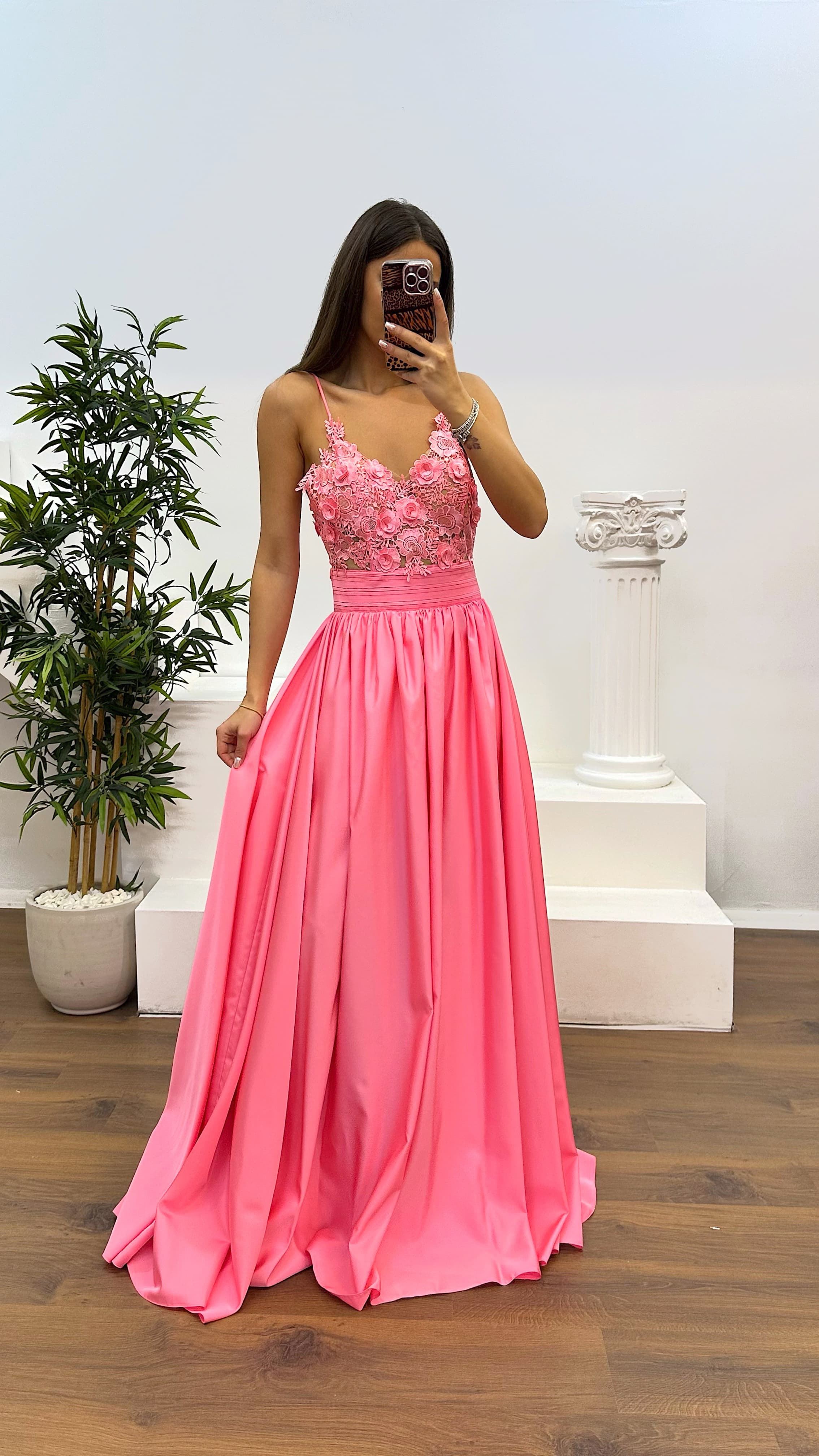 Rope Strap Laced Evening Dress