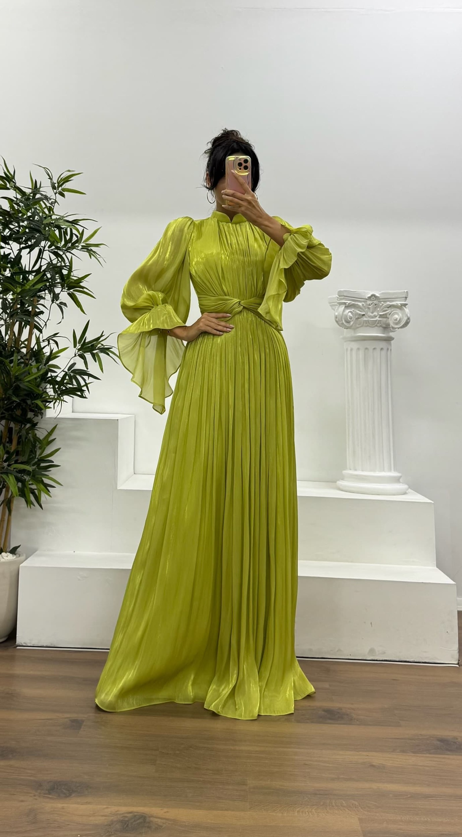 Long Sleeve Chiffon Evening Dress