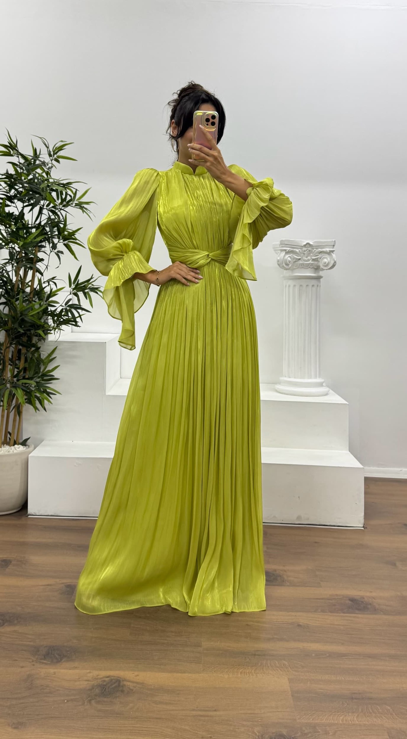 Long Sleeve Chiffon Evening Dress