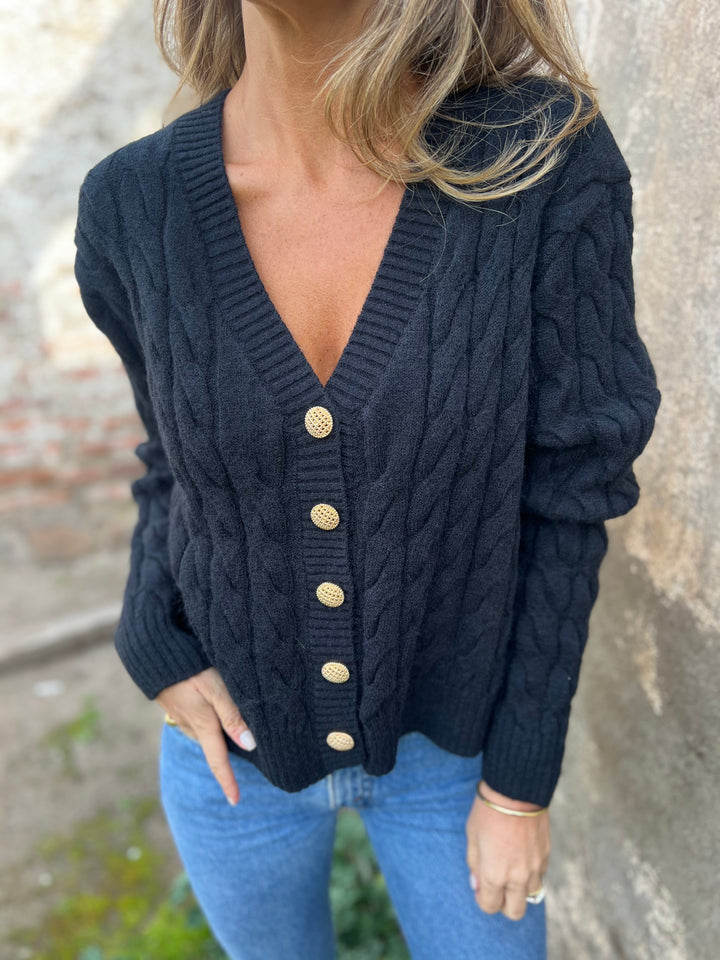 Gold button braided vest