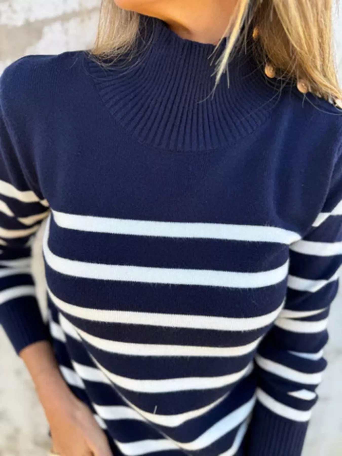 Striped Mock Neck Sweater