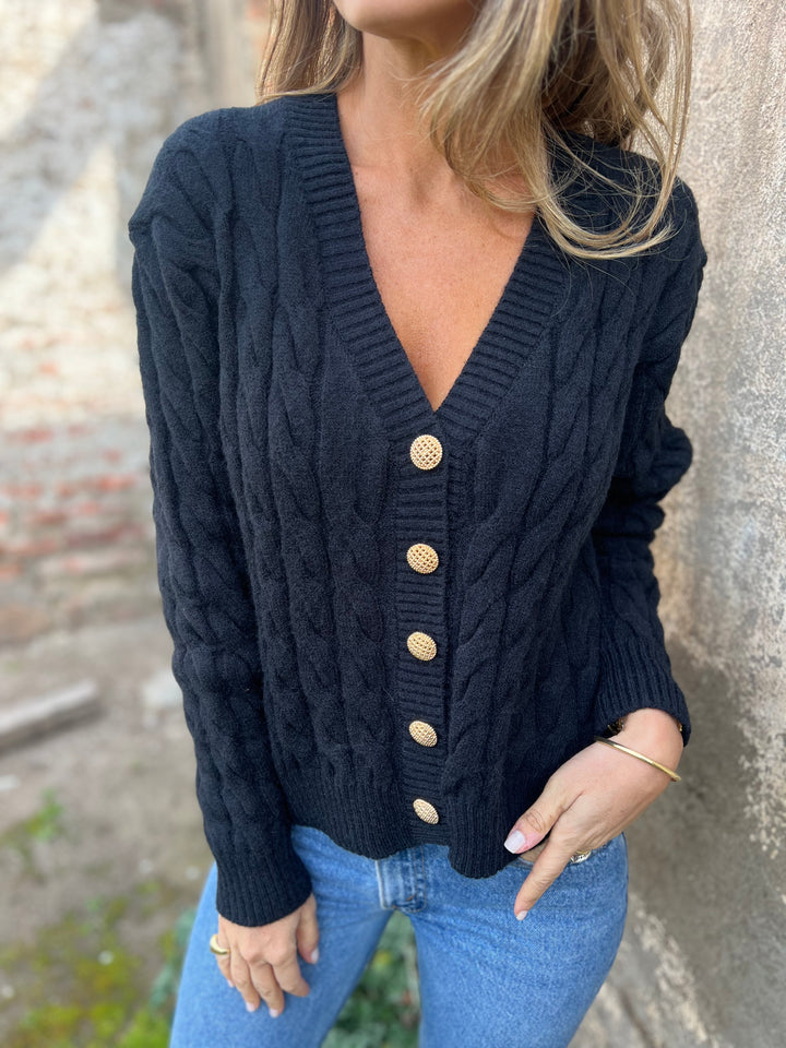 Gold button braided vest