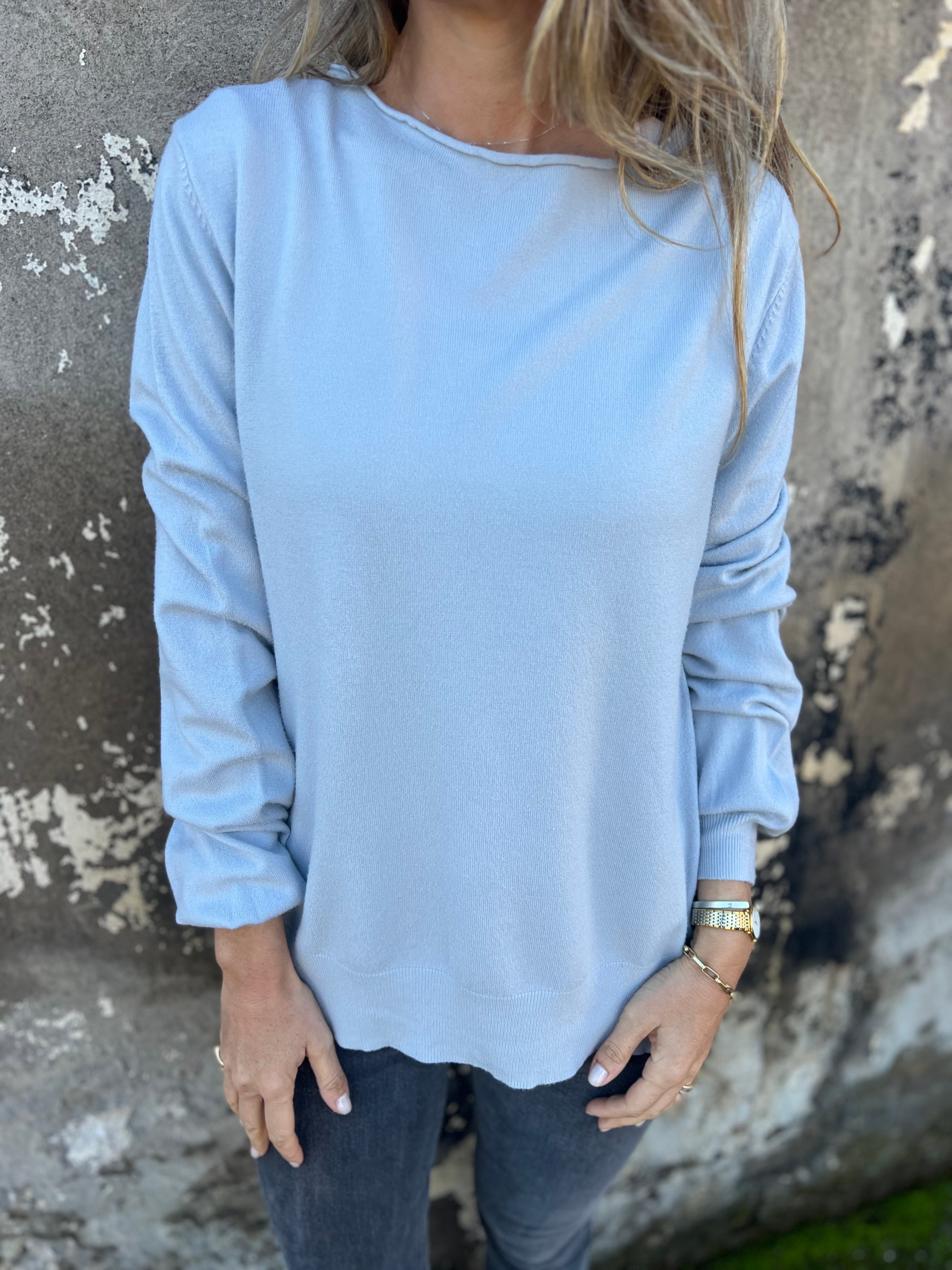 Basic gray boat neck sweater