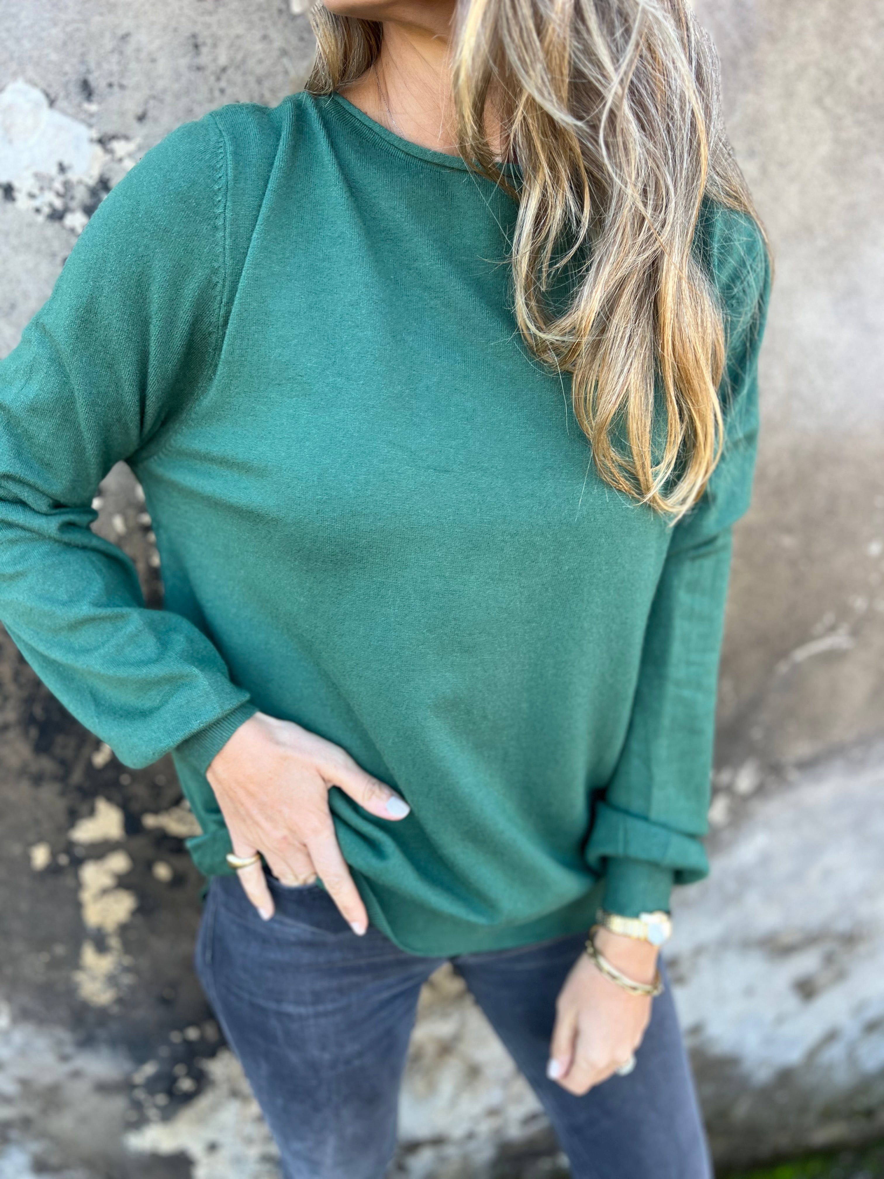 Basic green boat neck sweater