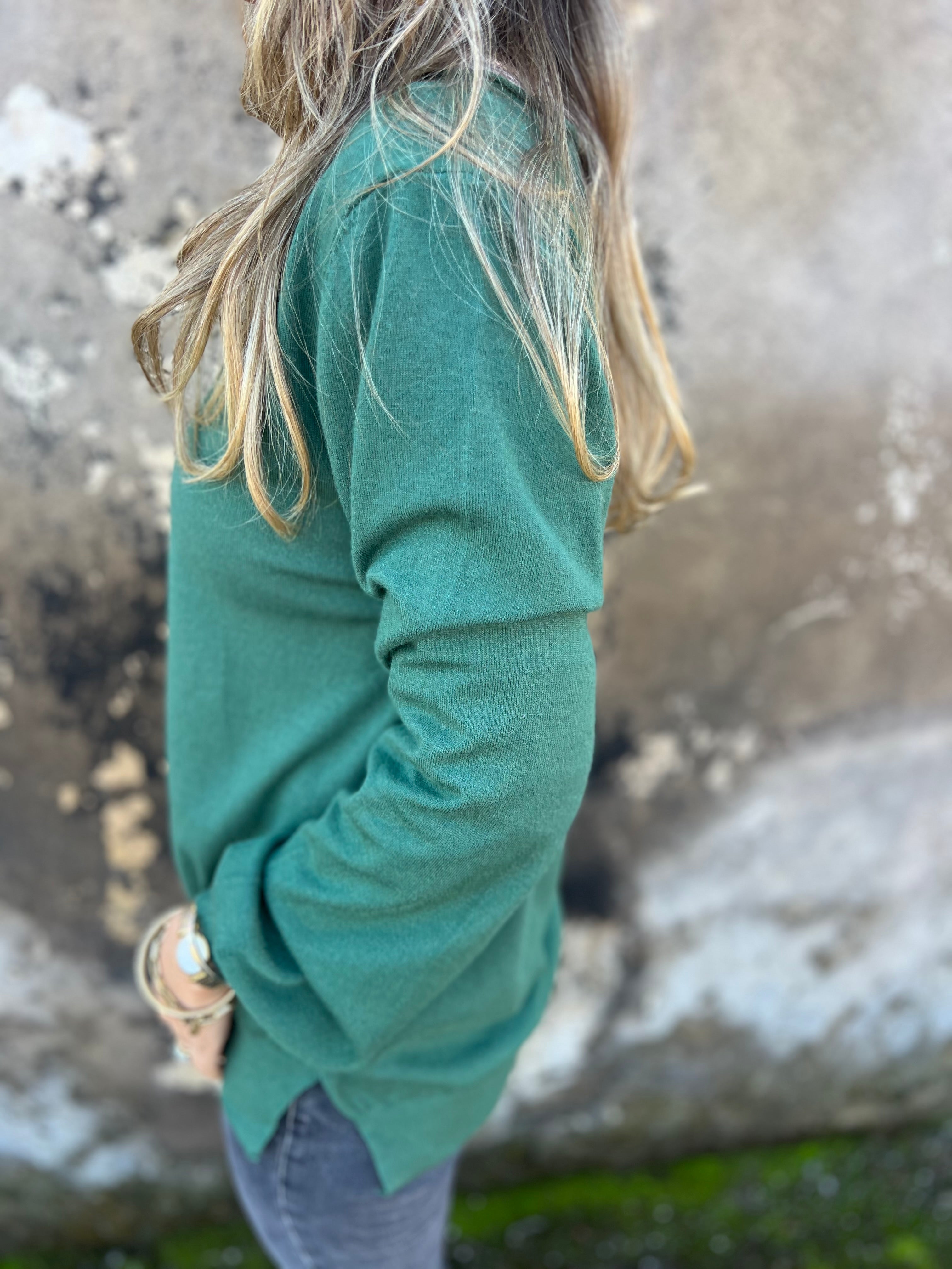 Basic green boat neck sweater