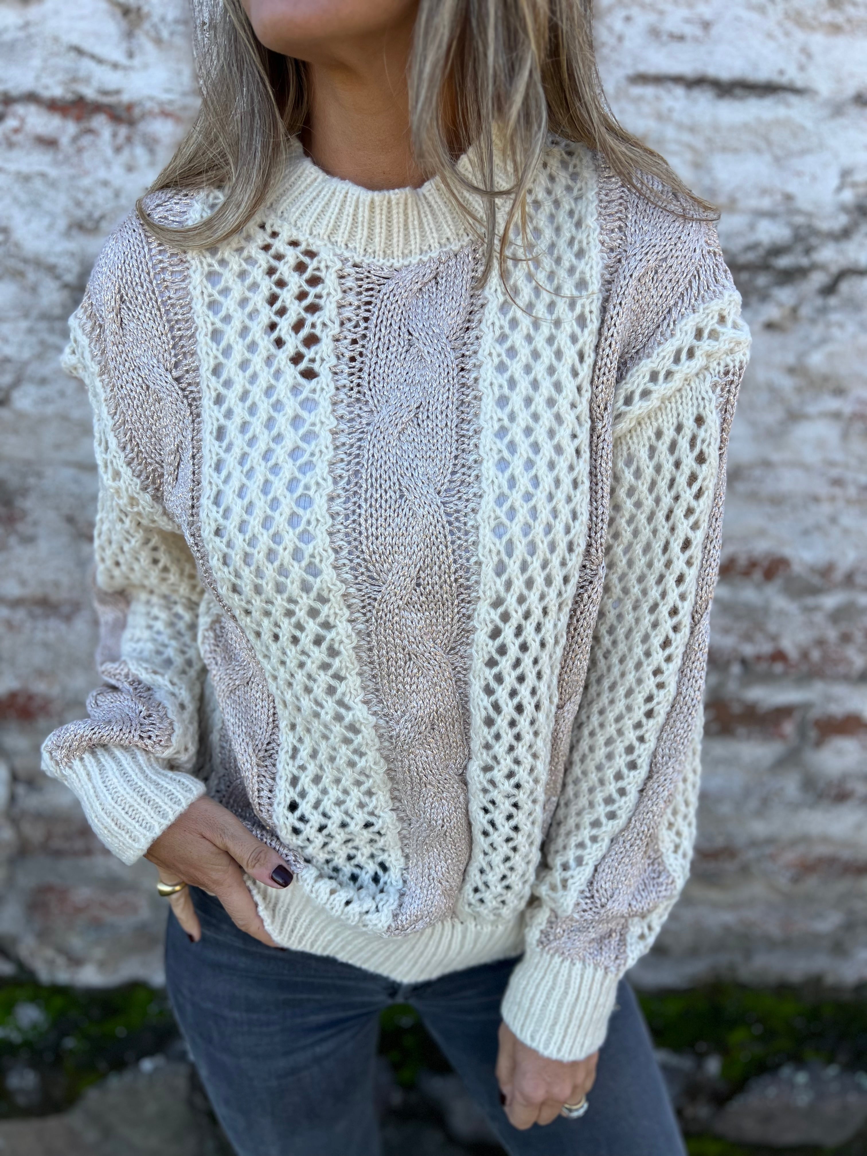 Light beige shiny sweater