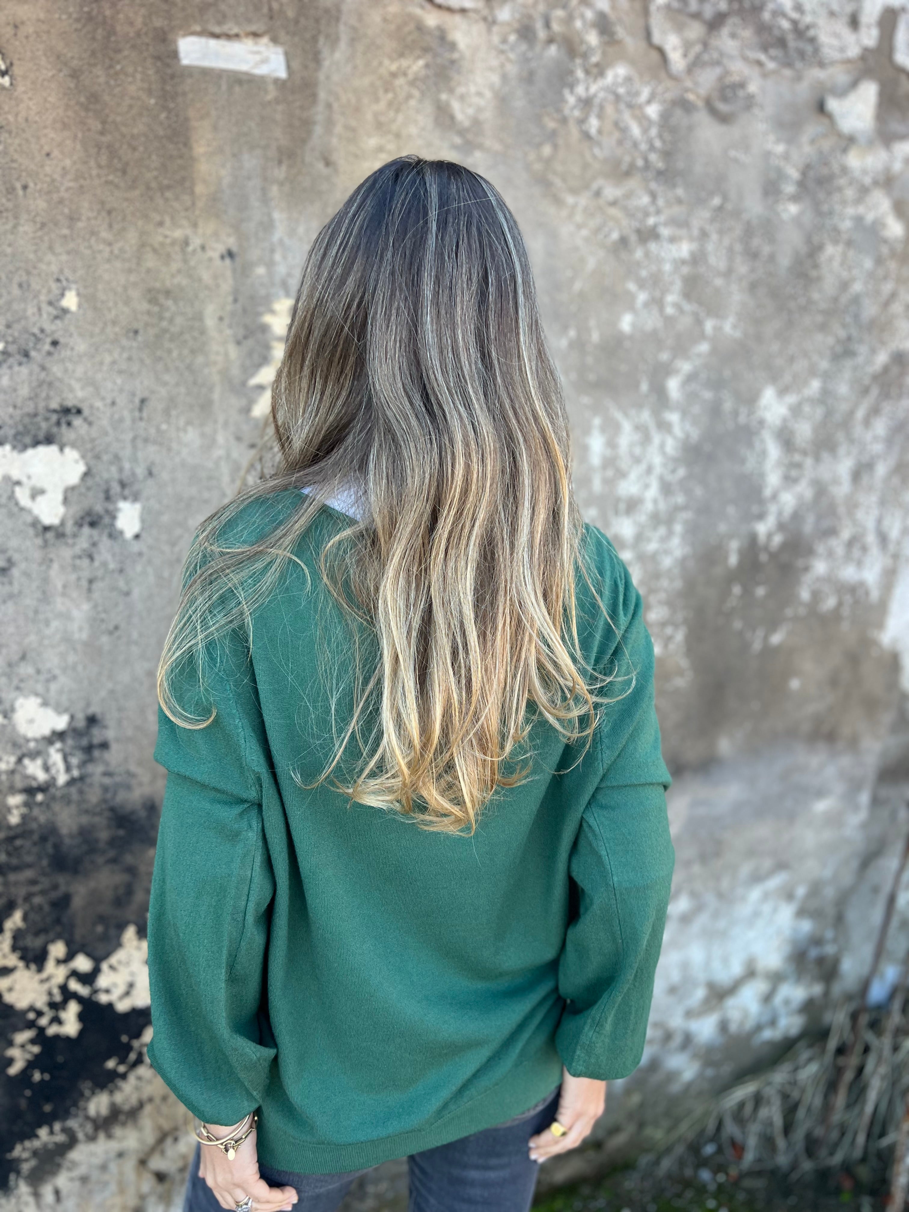 Basic green boat neck sweater