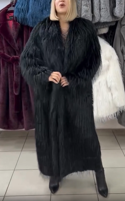 Long - Length Faux Fur Coat