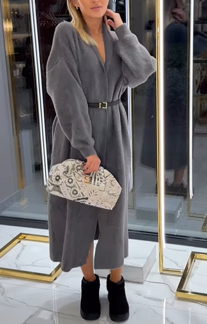 Longline Knit Wool - Blend Cardigan Coat