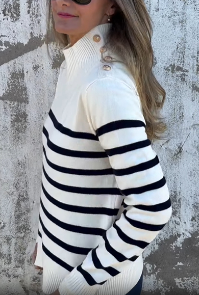 Striped Mock Neck Sweater
