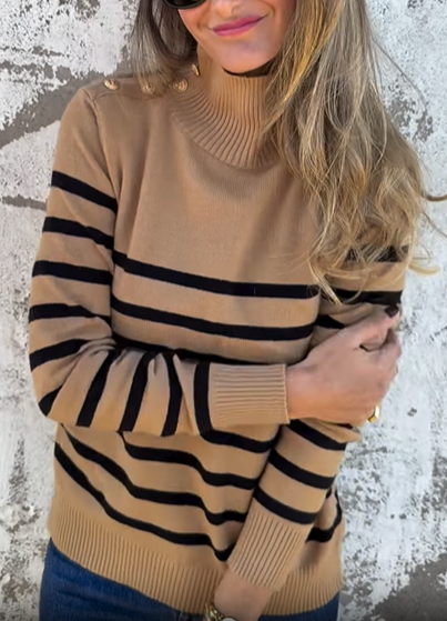 Striped Mock Neck Sweater
