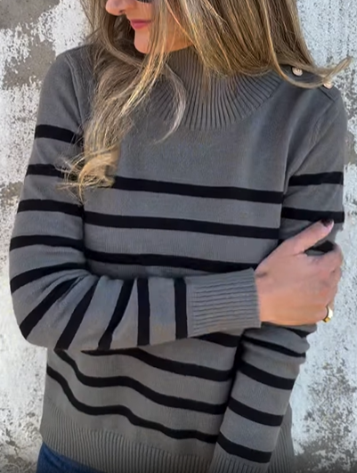 Striped Mock Neck Sweater