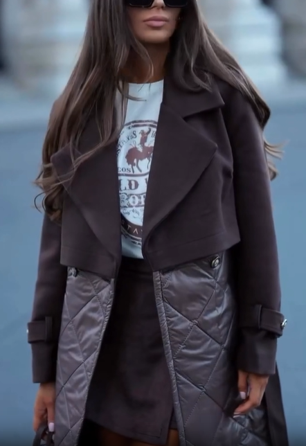 Brown Patchwork Fabric Coat