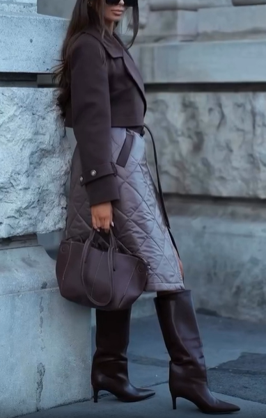 Brown Patchwork Fabric Coat