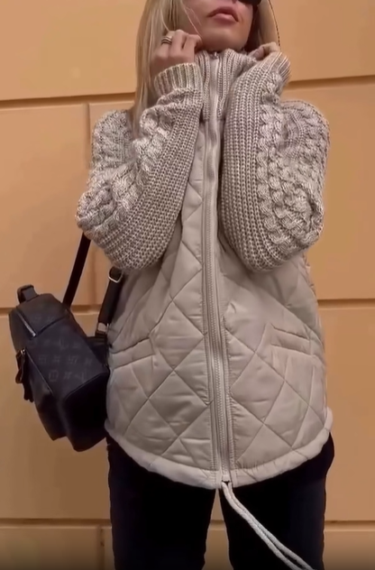 Knit Patchwork Puffer Jacket