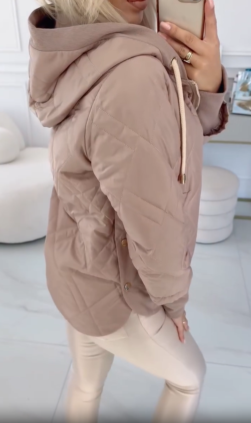 Quilted Zipper-Front Down Jacket