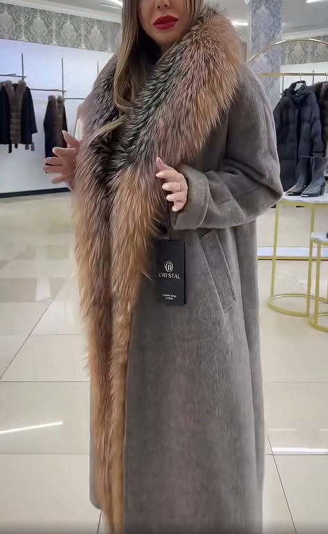 Wool - Blend Coat with Faux Fur Trim and Belt