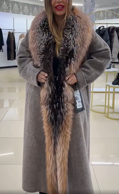 Wool - Blend Coat with Faux Fur Trim and Belt