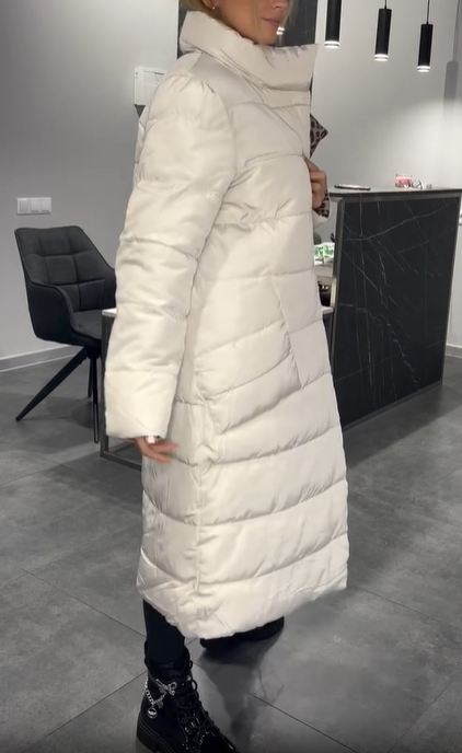 Reversible Down Coat with Leopard Print Detail