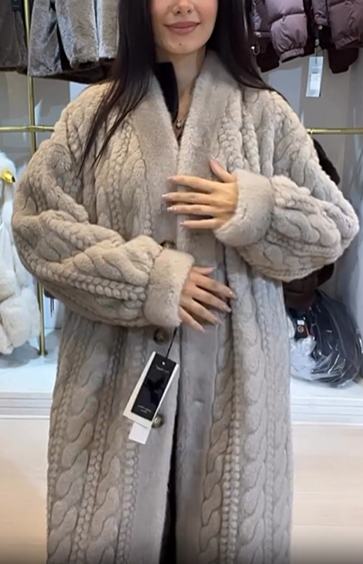 Faux Fur Coat with Textured Design