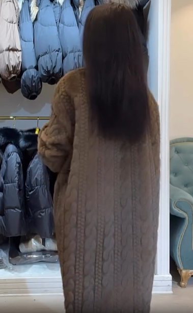 Faux Fur Coat with Textured Design