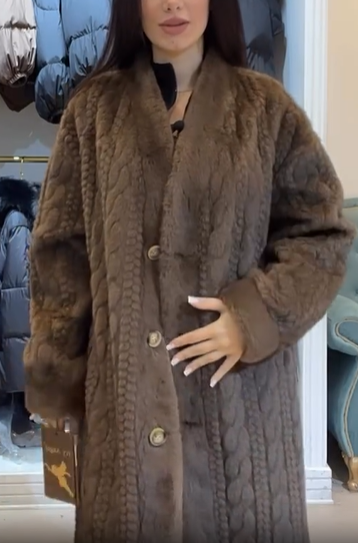 Faux Fur Coat with Textured Design