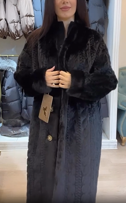 Faux Fur Coat with Textured Design
