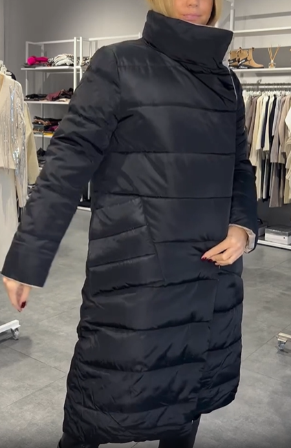 Black Reversible Double-Breasted Long Down Jacket