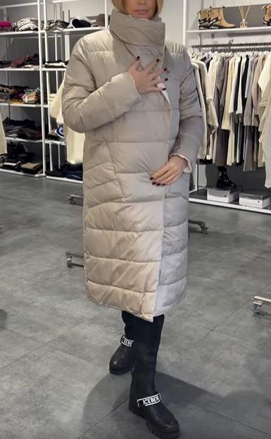 White Reversible Double-Breasted Long Down Jacket