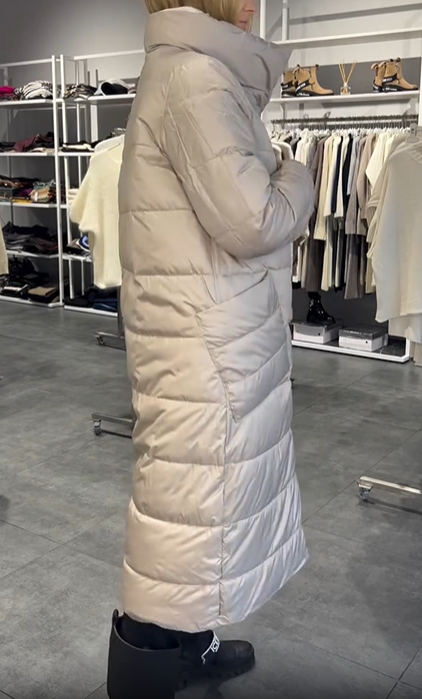 White Reversible Double-Breasted Long Down Jacket