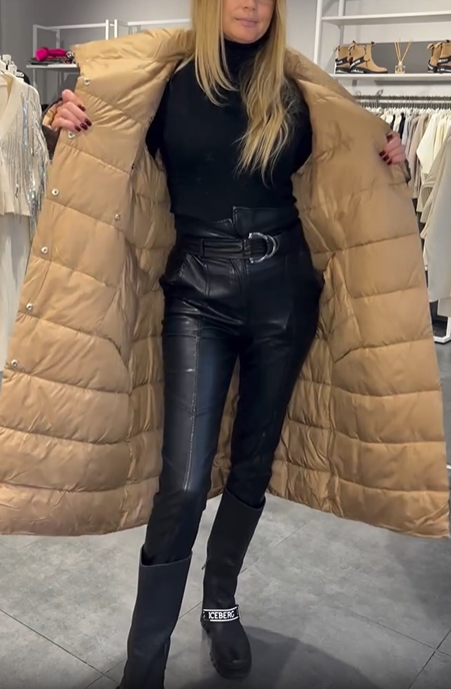 Brown Reversible Double-Breasted Long Down Jacket