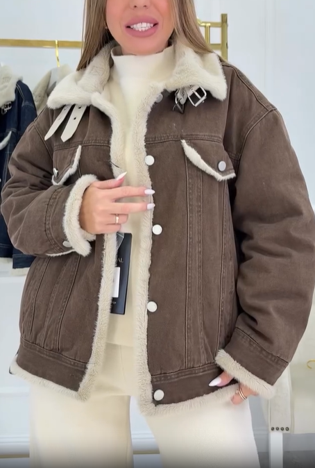 Denim Jacket with Faux Fur Lining