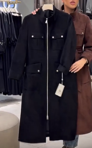 Long suede trench coat