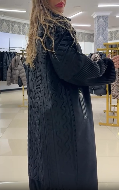 Faux Fur Coat with Textured Knit Details