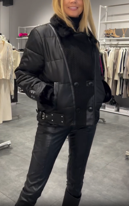 Quilted Jacket with Faux Fur and Knit Details